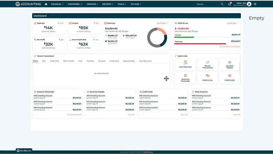 Accounting Module dashboard